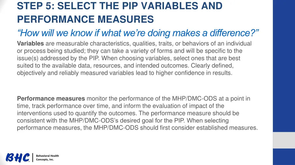 step 5 select the pip variables and performance