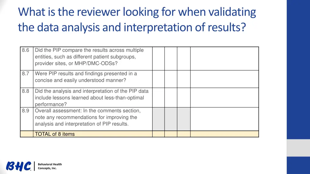 what is the reviewer looking for when validating 10