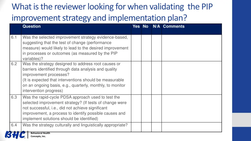 what is the reviewer looking for when validating 5