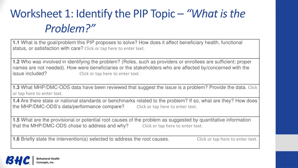 worksheet 1 identify the pip topic what