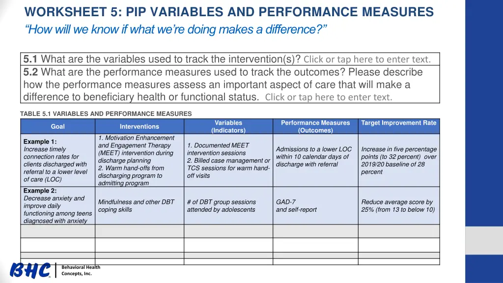 worksheet 5 pip variables and performance
