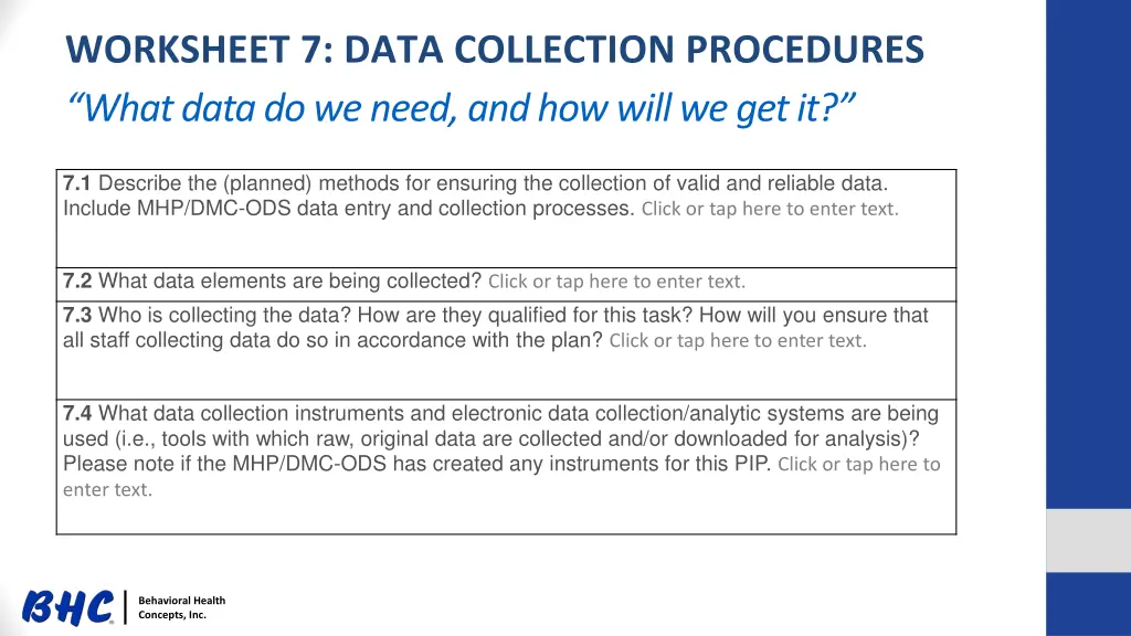worksheet 7 data collection procedures what data