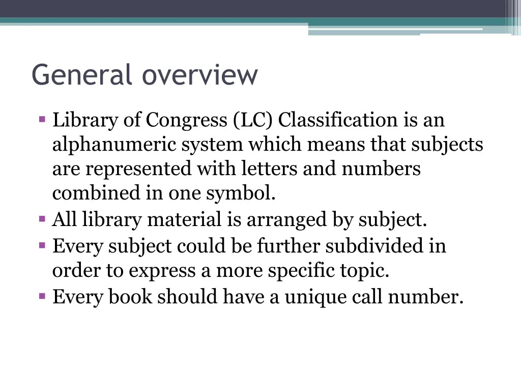 general overview