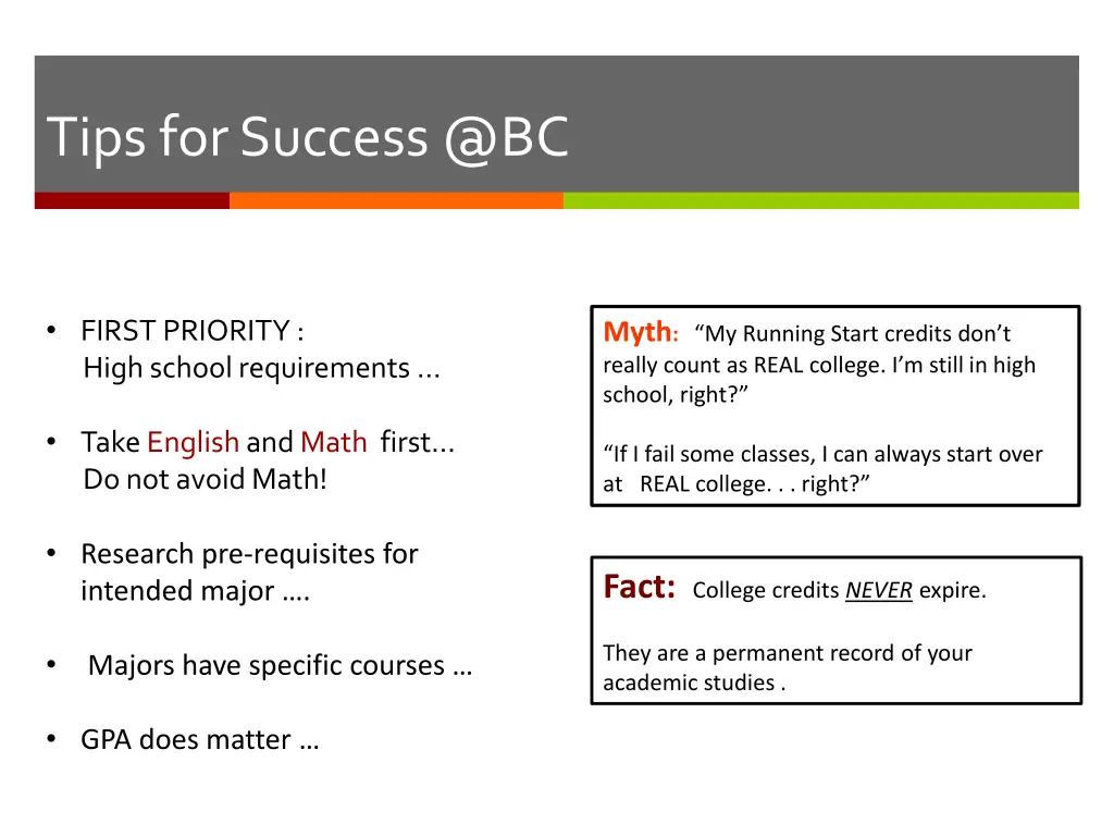 tips for success @bc