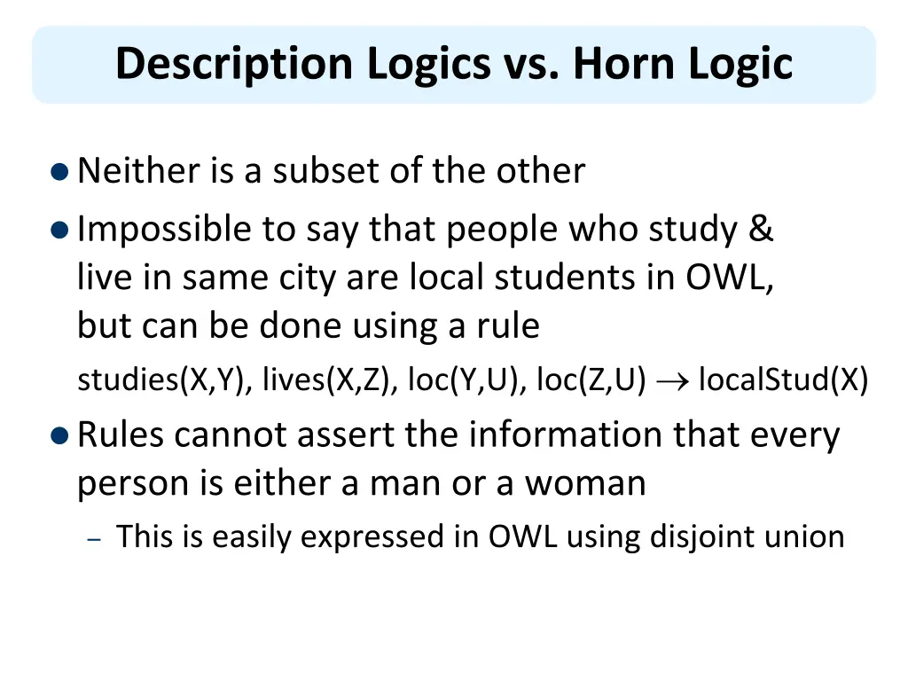 description logics vs horn logic