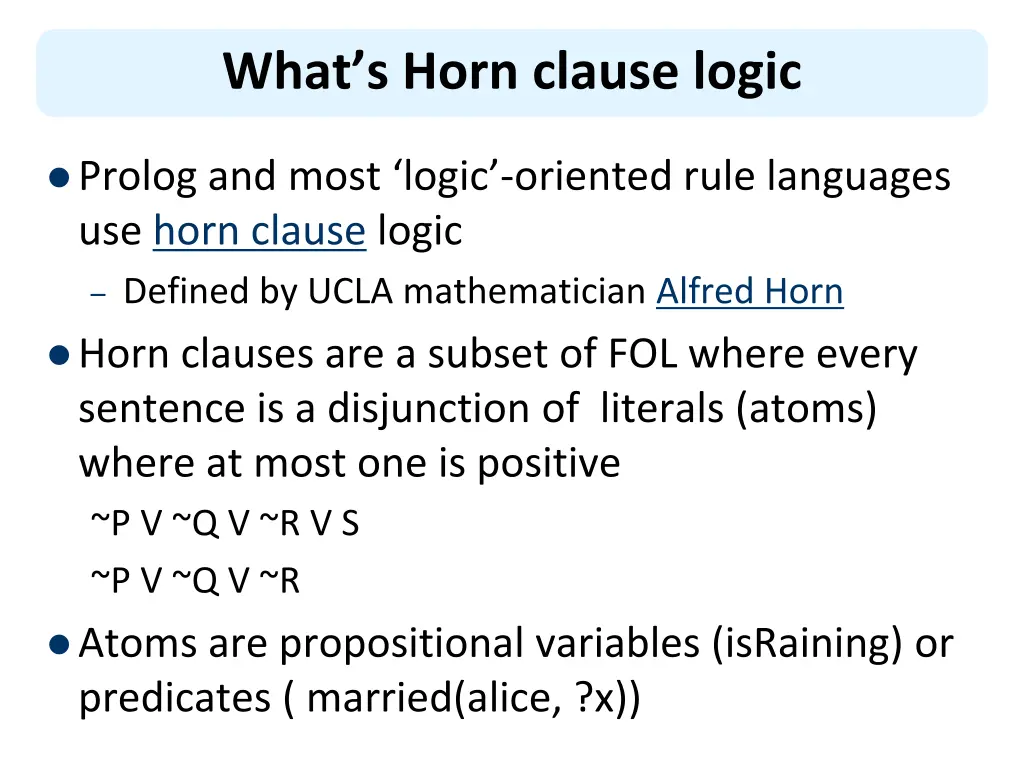 what s horn clause logic