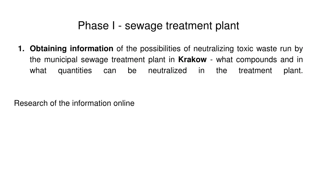 phase i sewage treatment plant