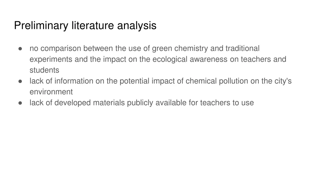 preliminary literature analysis 2