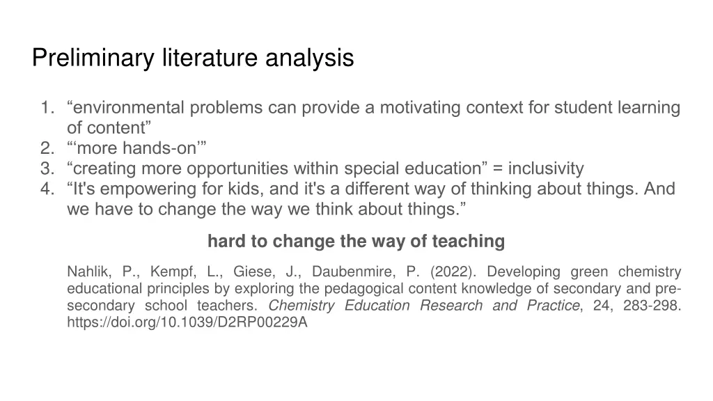 preliminary literature analysis