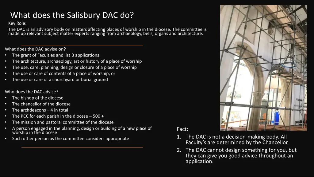 what does the salisbury dac do key role