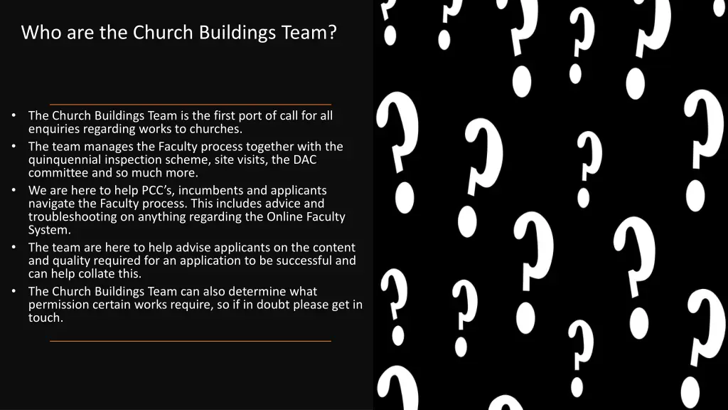 who are the church buildings team