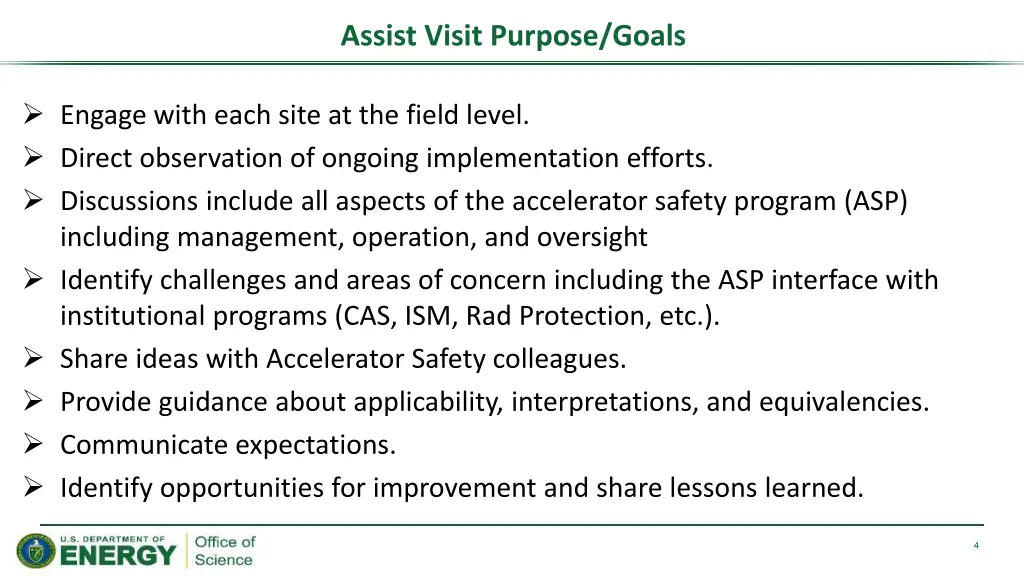 assist visit purpose goals