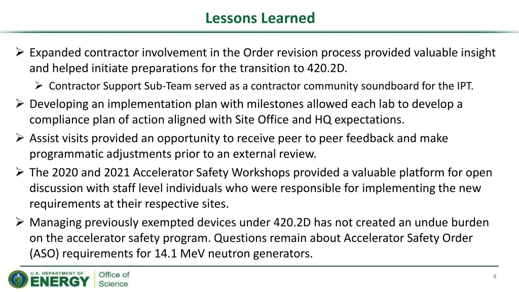 lessons learned