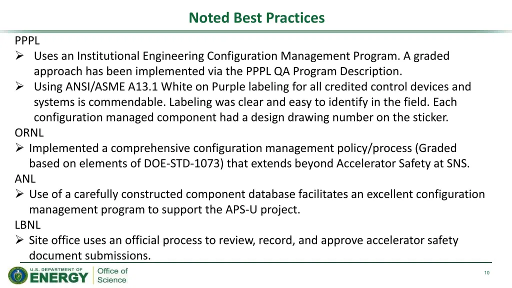 noted best practices