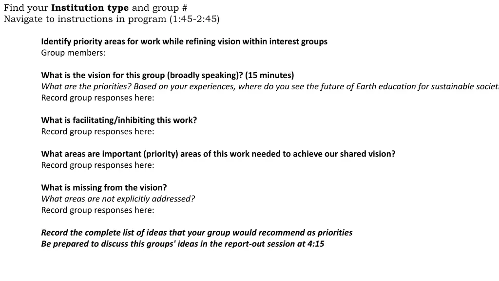 find your institution type and group navigate