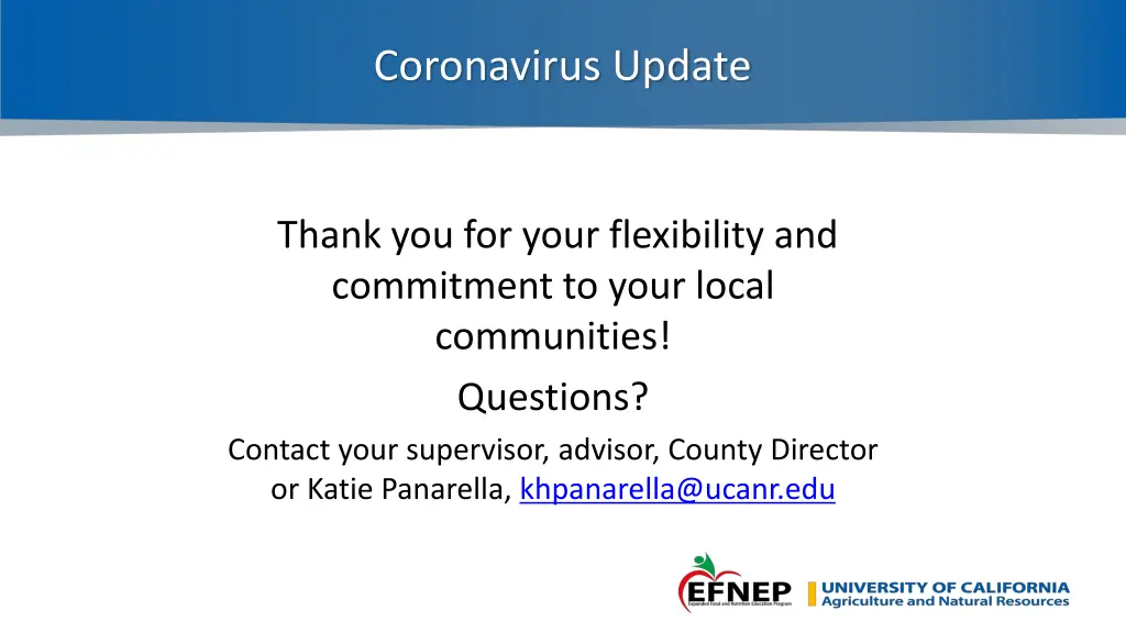 coronavirus update