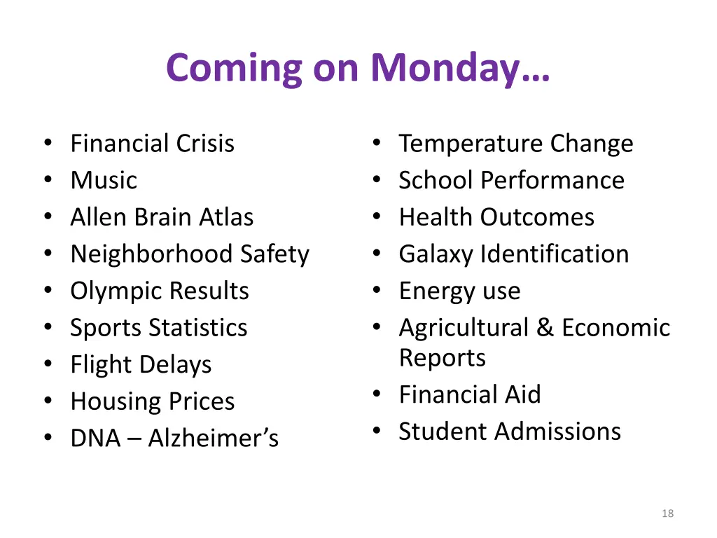 coming on monday