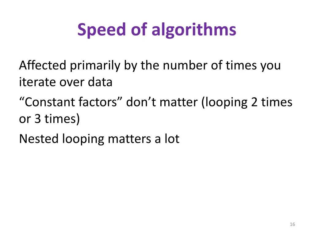 speed of algorithms