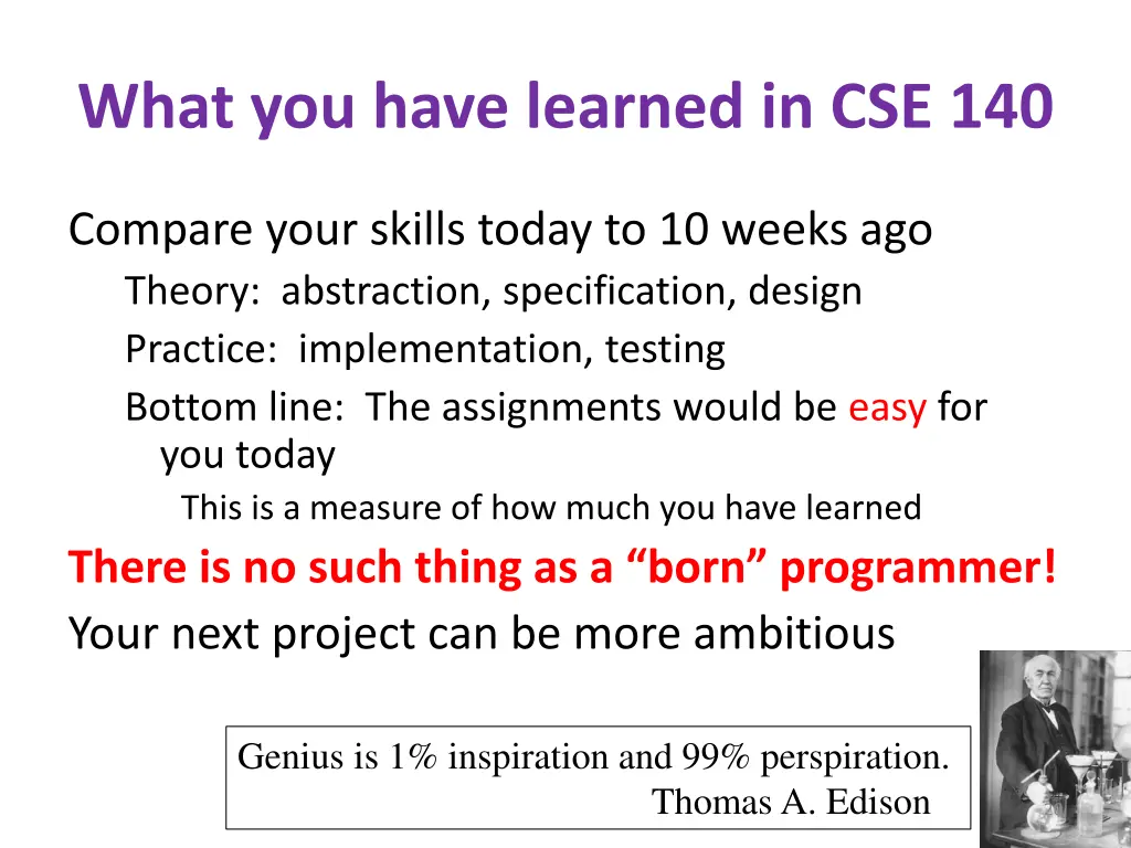 what you have learned in cse 140