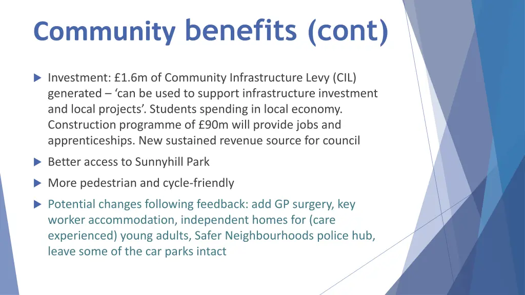 community benefits cont