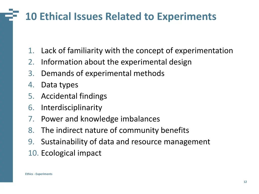 10 ethical issues related to experiments