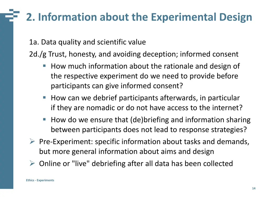 2 information about the experimental design
