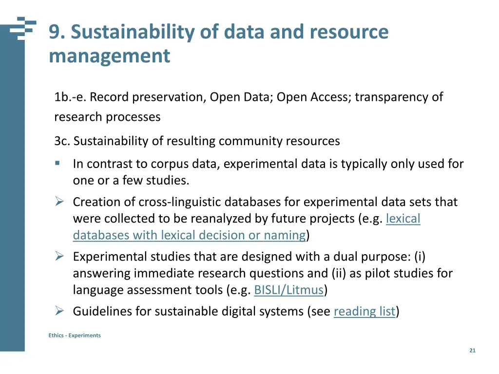 9 sustainability of data and resource management