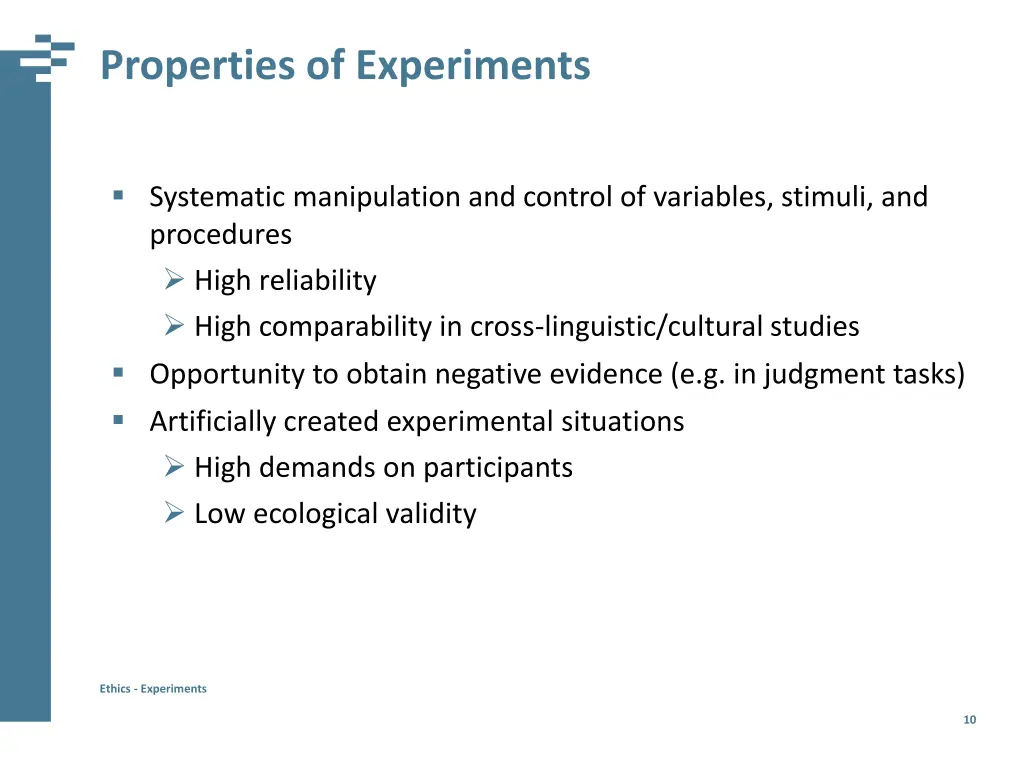 properties of experiments 1