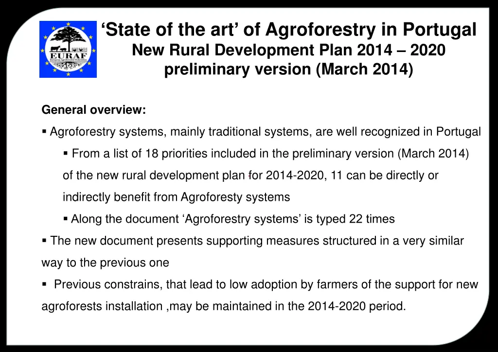 state of the art of agroforestry in portugal 1