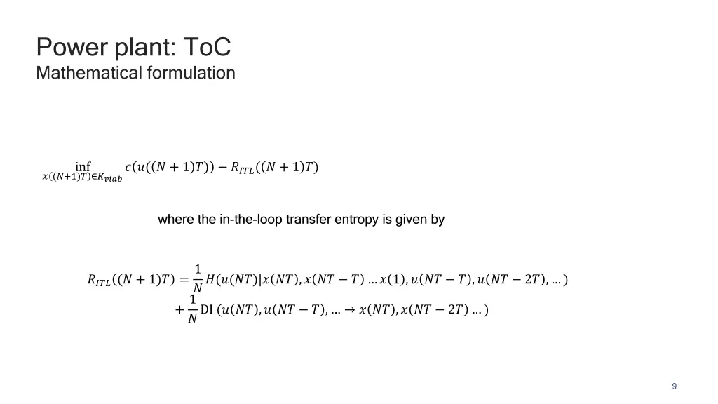 power plant toc mathematical formulation