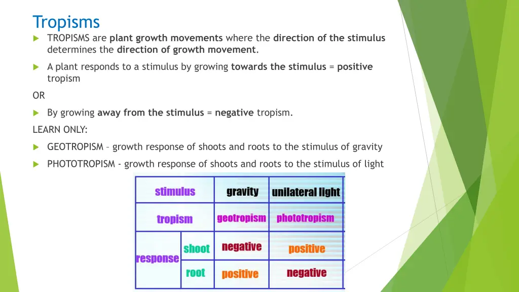tropisms tropisms are plant growth movements