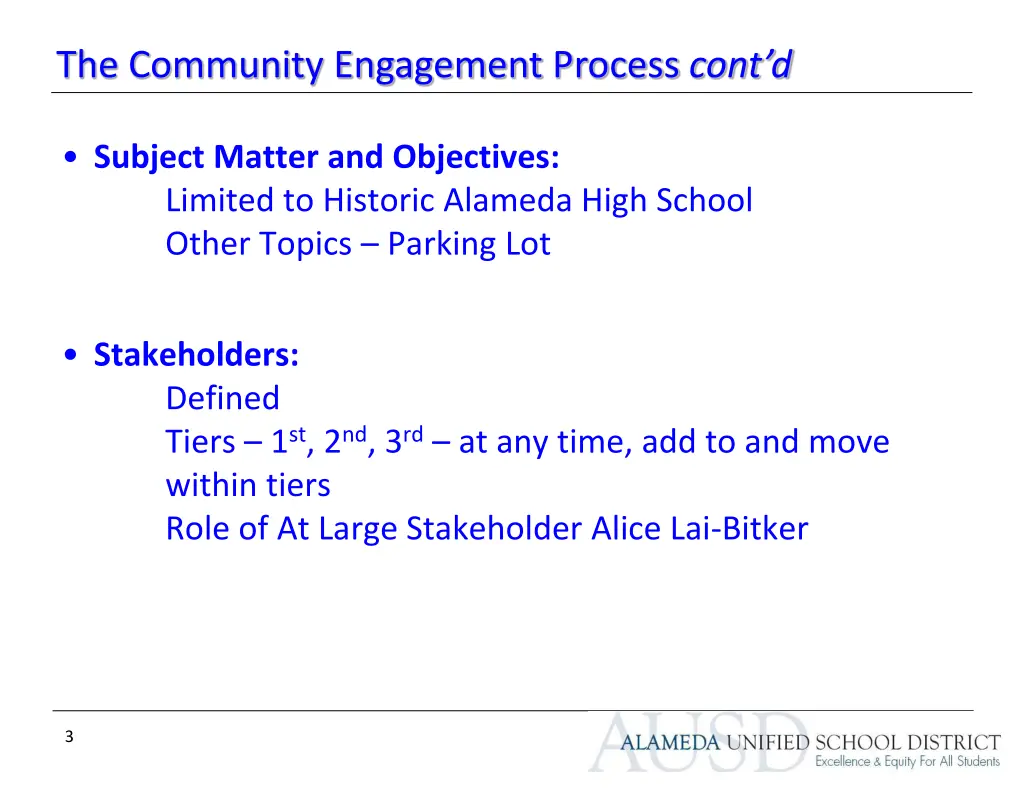 the community engagement process cont d