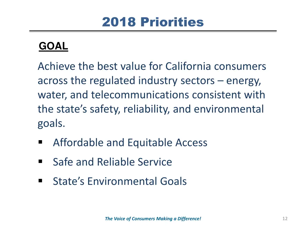 2018 priorities