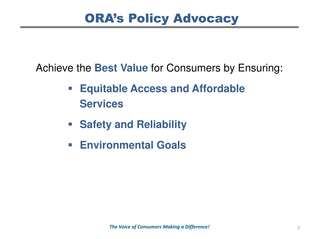 ora s policy advocacy