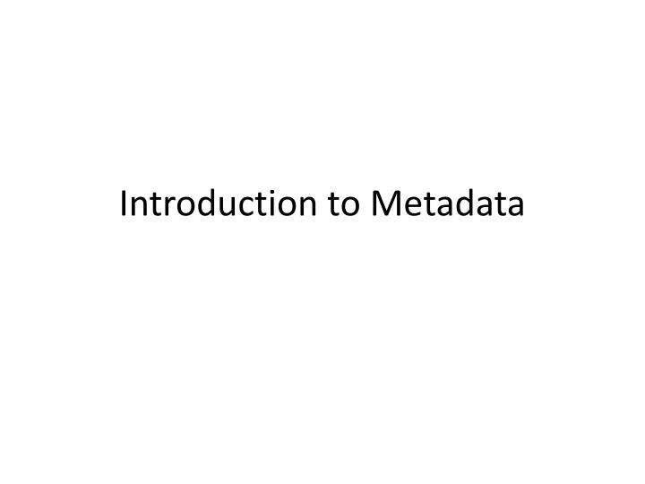 introduction to metadata