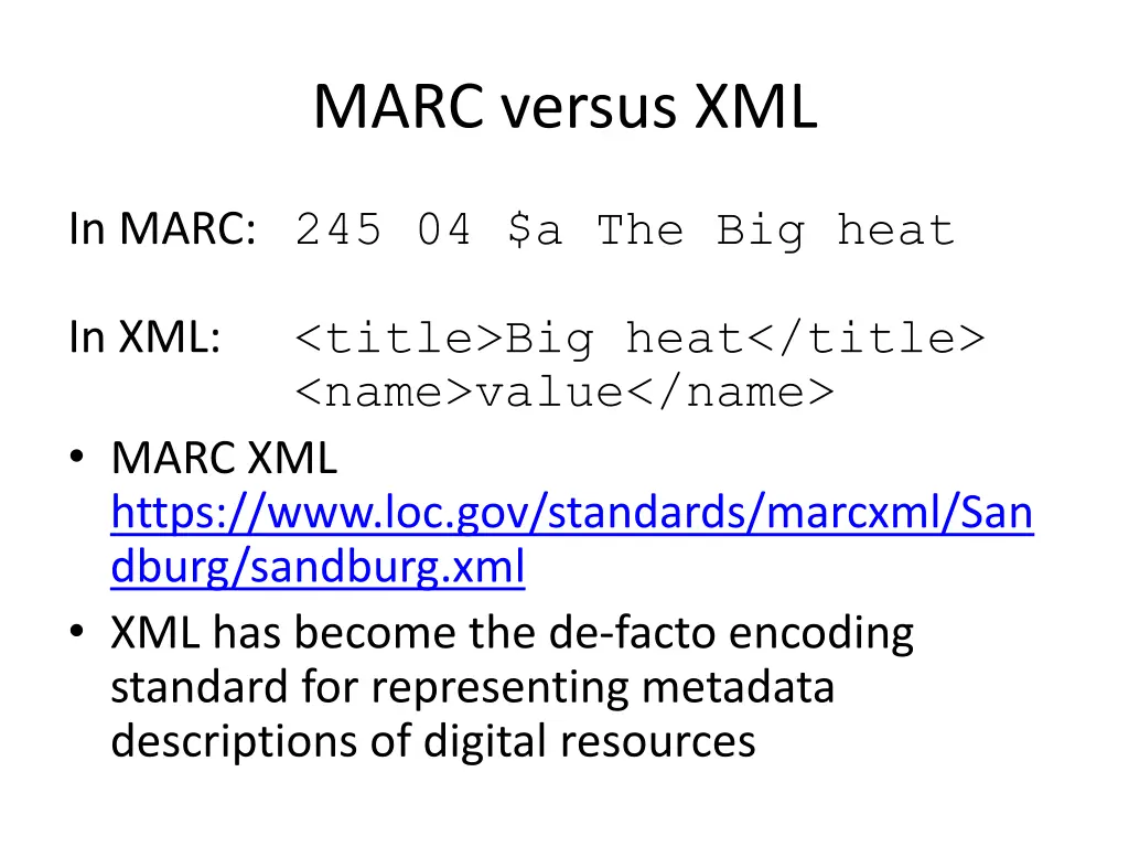 marc versus xml