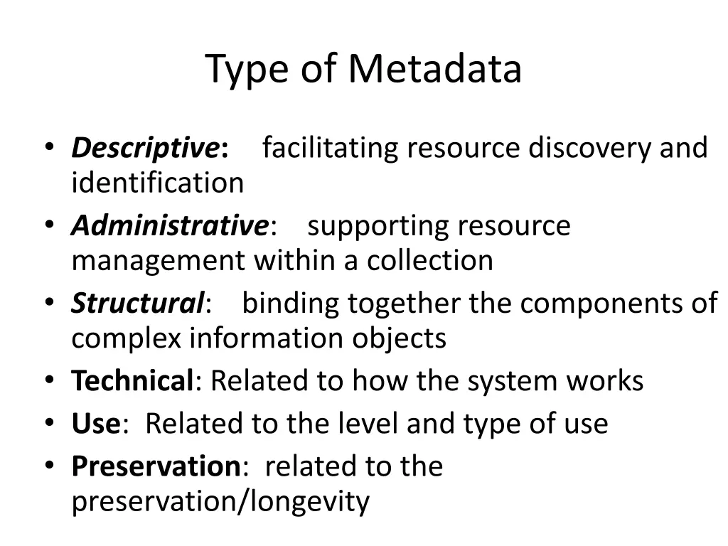 type of metadata