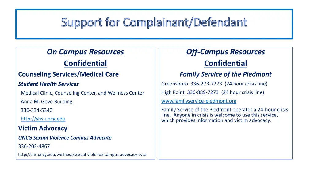 support for complainant defendant support 1