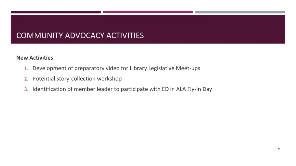community advocacy activities