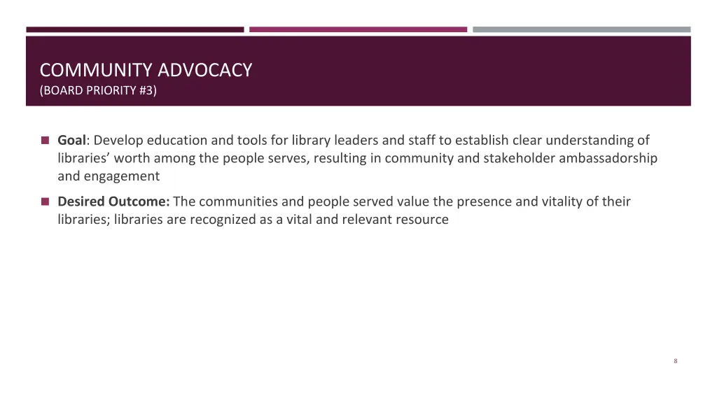 community advocacy board priority 3