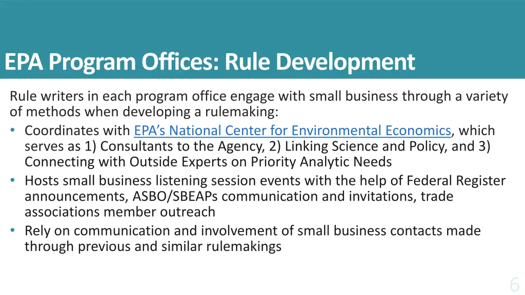epa program offices rule development