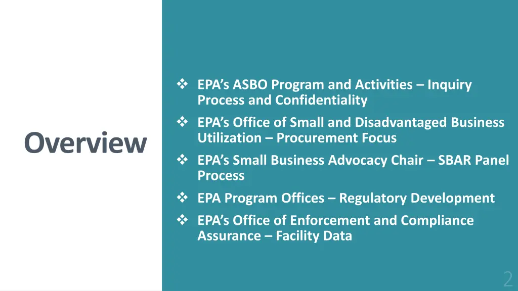 epa s asbo program and activities inquiry process