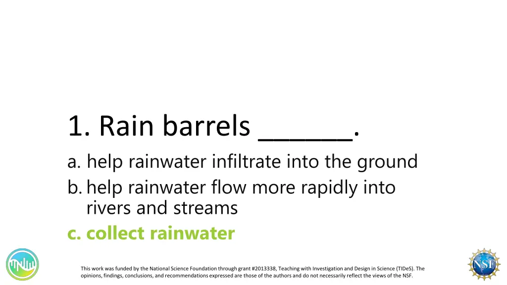 1 rain barrels a help rainwater infiltrate into 1
