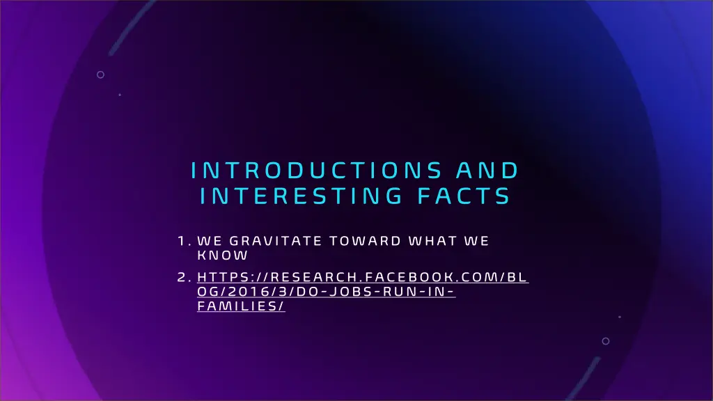 introductions and interesting facts