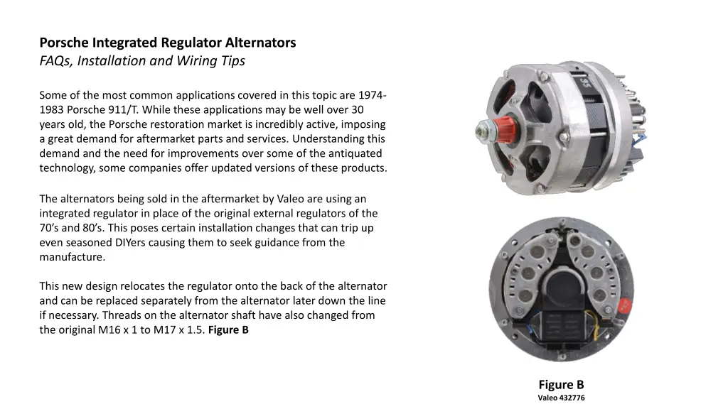 porsche integrated regulator alternators faqs