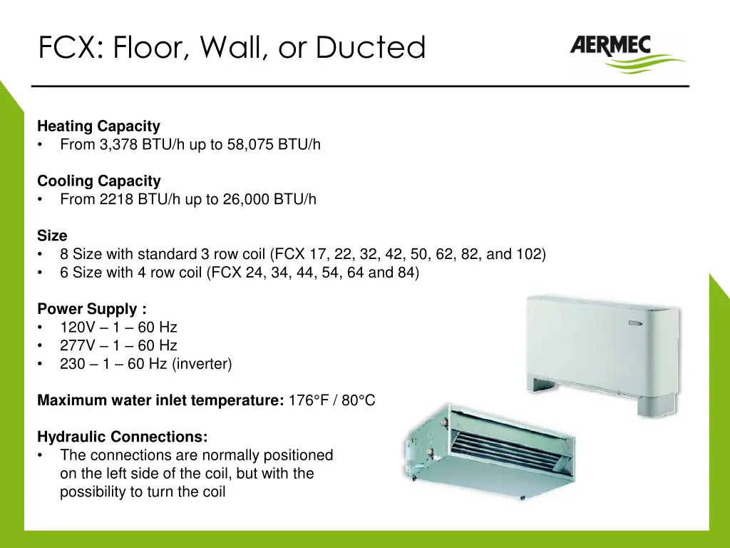 fcx floor wall or ducted