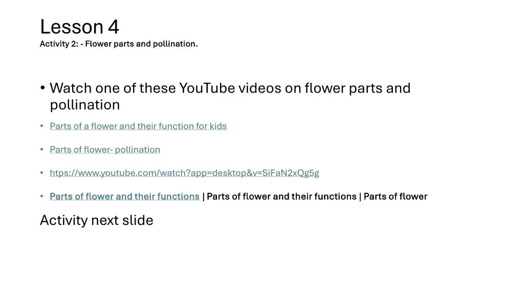 lesson 4 activity 2 activity 2 flower parts