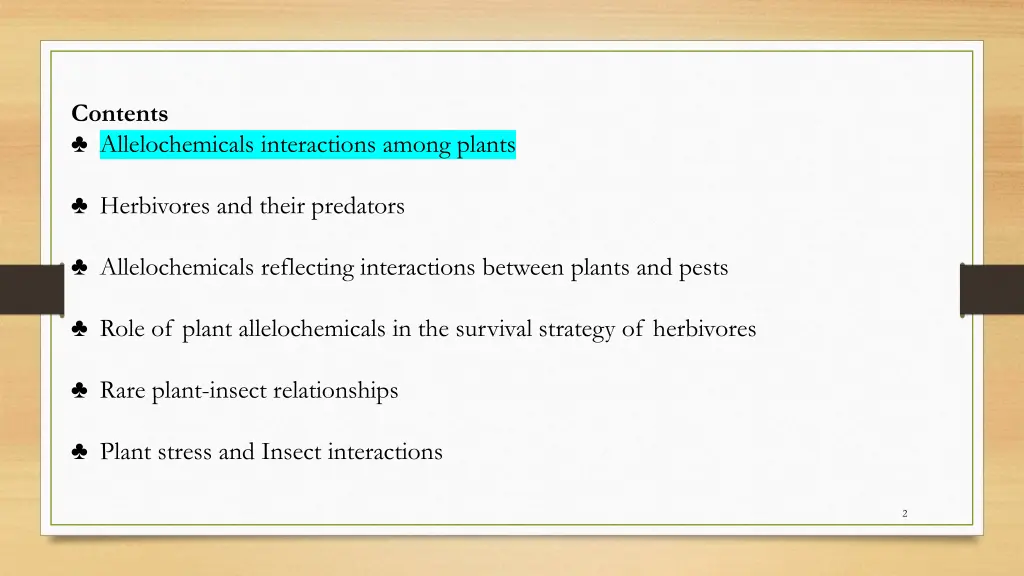 contents allelochemicals interactions among plants