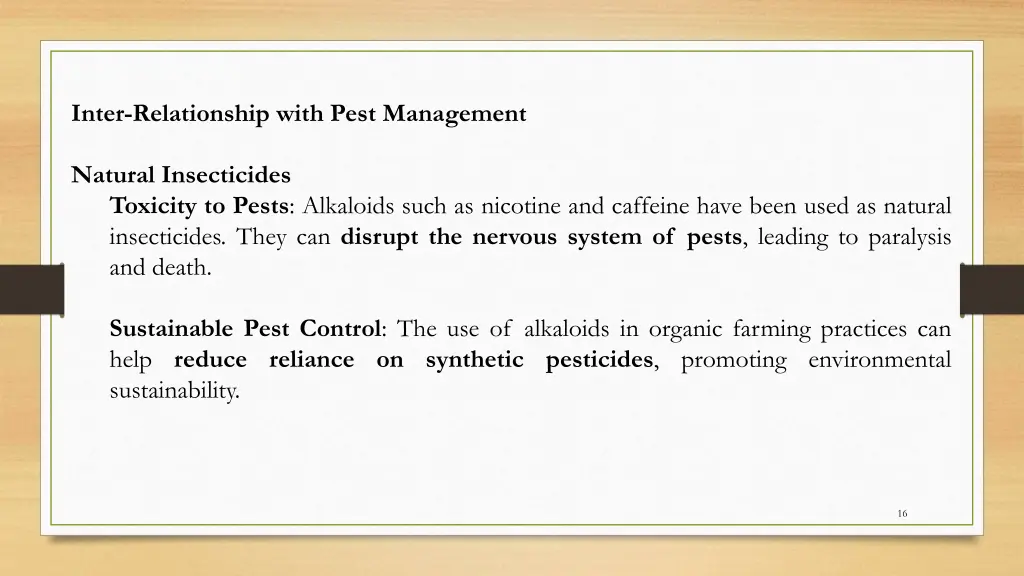 inter relationship with pest management