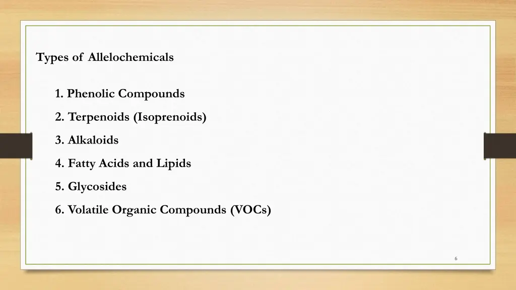 types of allelochemicals